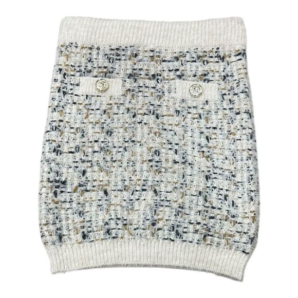 Freshman 1996 Ivory Tweed Style Knit Bandage Mini Skirt XS - Picture 1 of 4